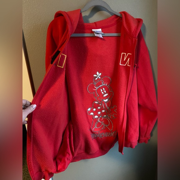 Disney Parks Minnie Embroidered Zip Up Hoodie, Color Red, Size Medium. - Picture 4 of 12